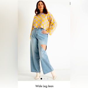 ELOQUII Wide Leg Destructed Jean